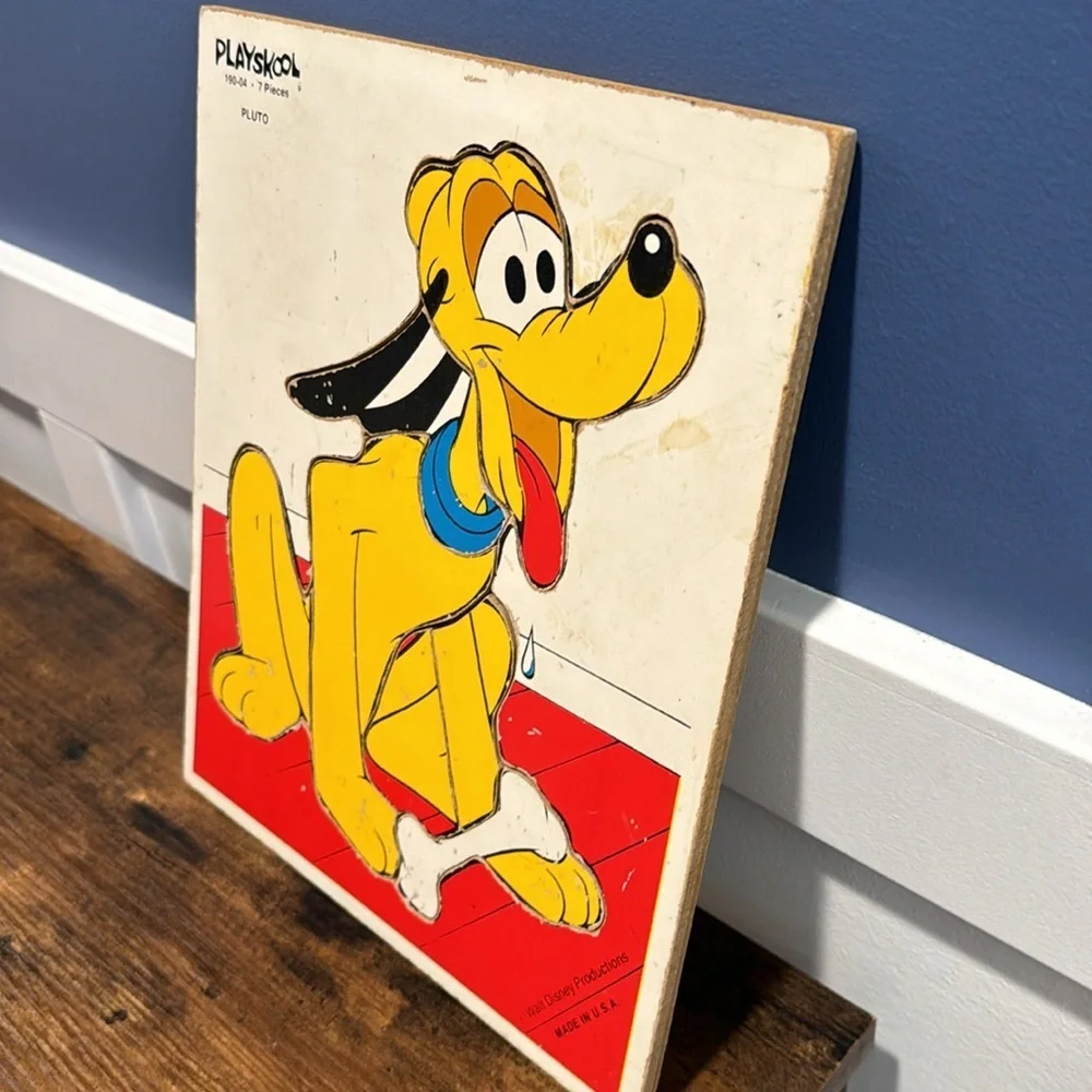 Vintage Toy Playskool Walt Disney Pluto Wooden Puzzle - 7 Pieces